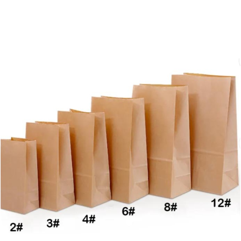 Producenter Engros disponibel madkvalitet pakning taske brugerdefineret SOS Brown Kraft -papirposer uden håndtag
