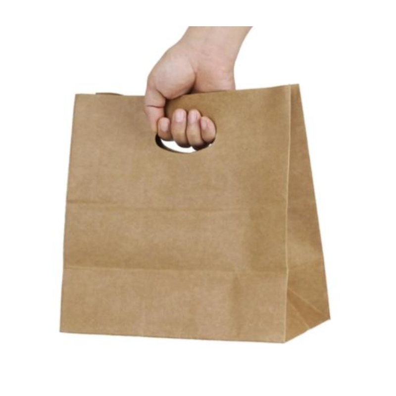 Hot Gifts Grocery Restaurant Bageri Genanvendelig Die Cut Handle Brown China Wholesale Trykt papirposer Brugerdefineret logo